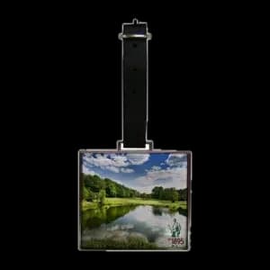 Rectangle Metal Bag Tag with Domed Logo