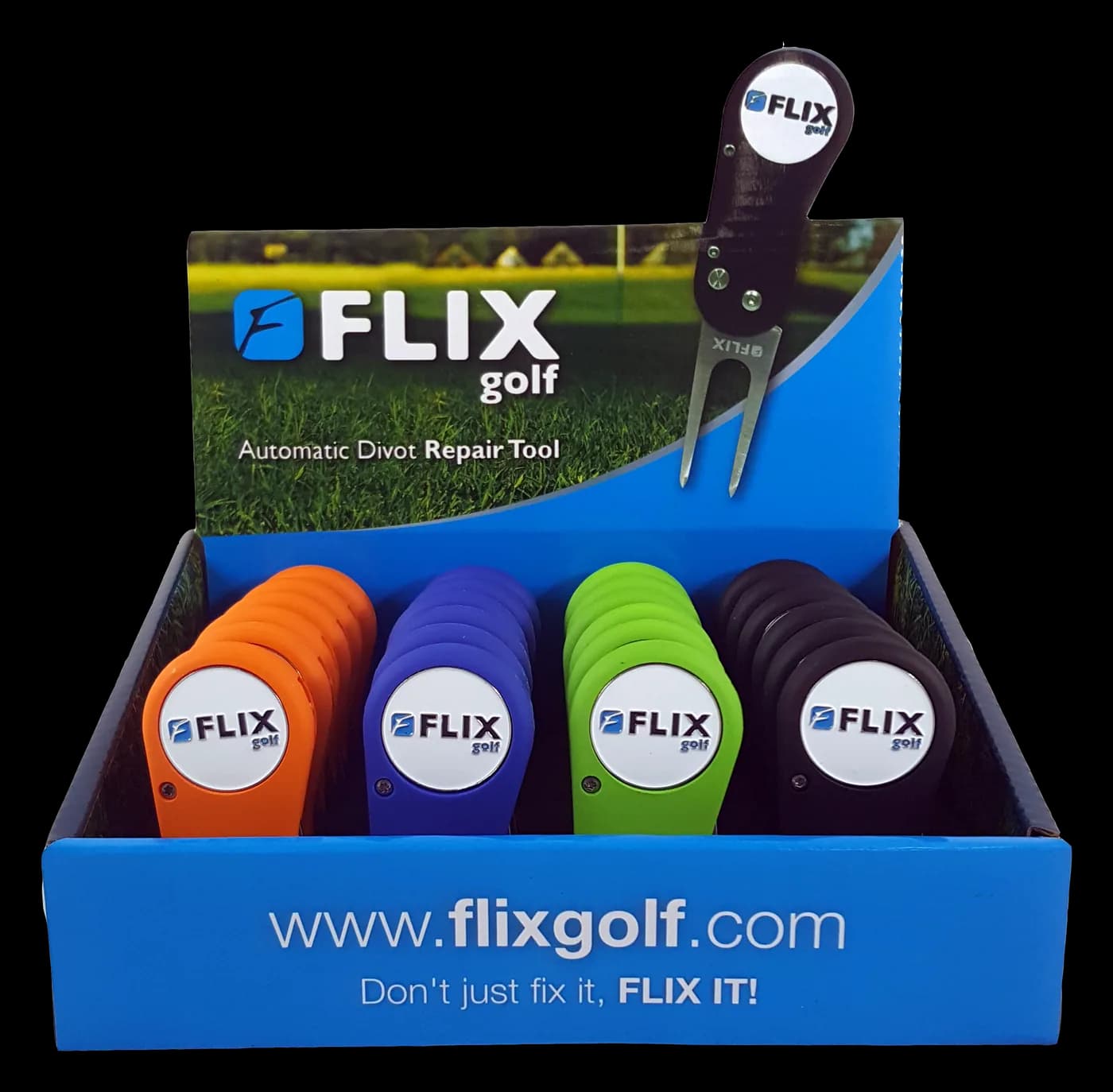 Flix divot-tool pop-up display